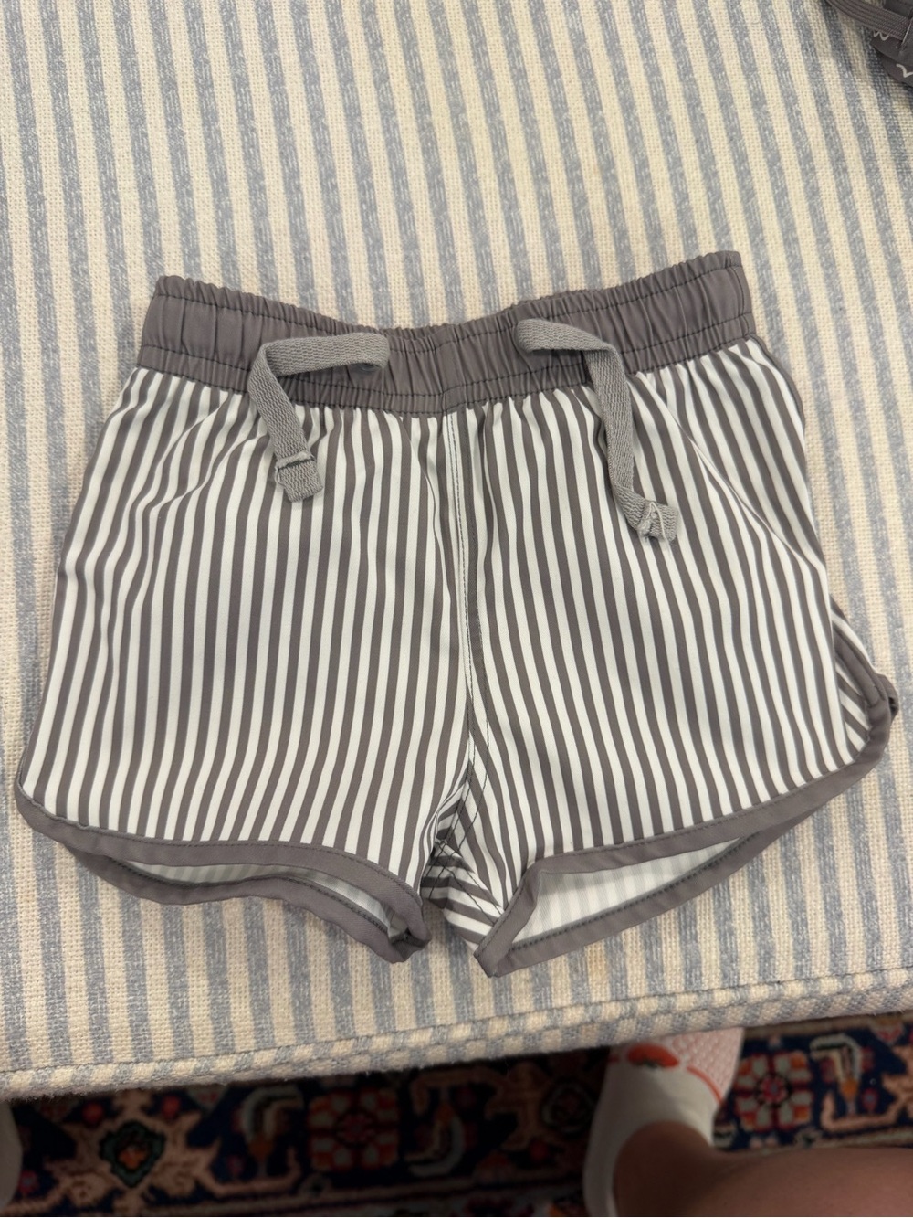 Rylee + Cru, Gray & White Striped Baby Swimsuit, Size 6-12m